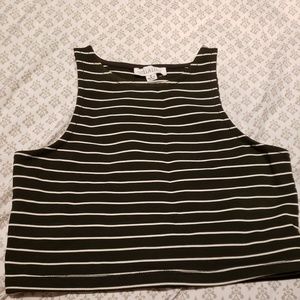Black with white stripes crop top